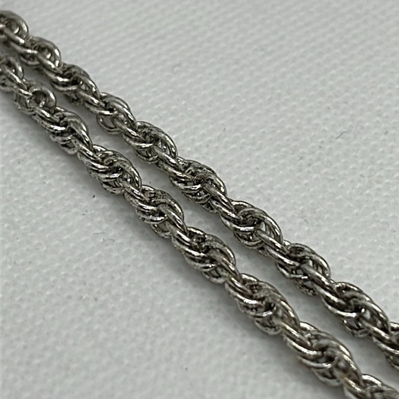 21 inch Rope Chain Necklace Chunky Antique Sliver Tone - Picture 1 of 4